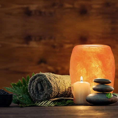 Aroma Salt Lamp With Wooden Base | HIMALAYAN GLOW
